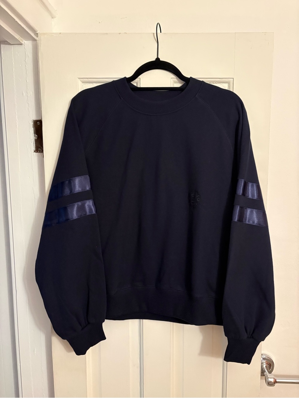 NWT Repetto Navy Signature Satin Oversized Crew